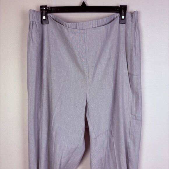 J Jill Gray Linen Stretch Pants Ankle Crop Button Detail Women Size 1X Coastal - Picture 10 of 12